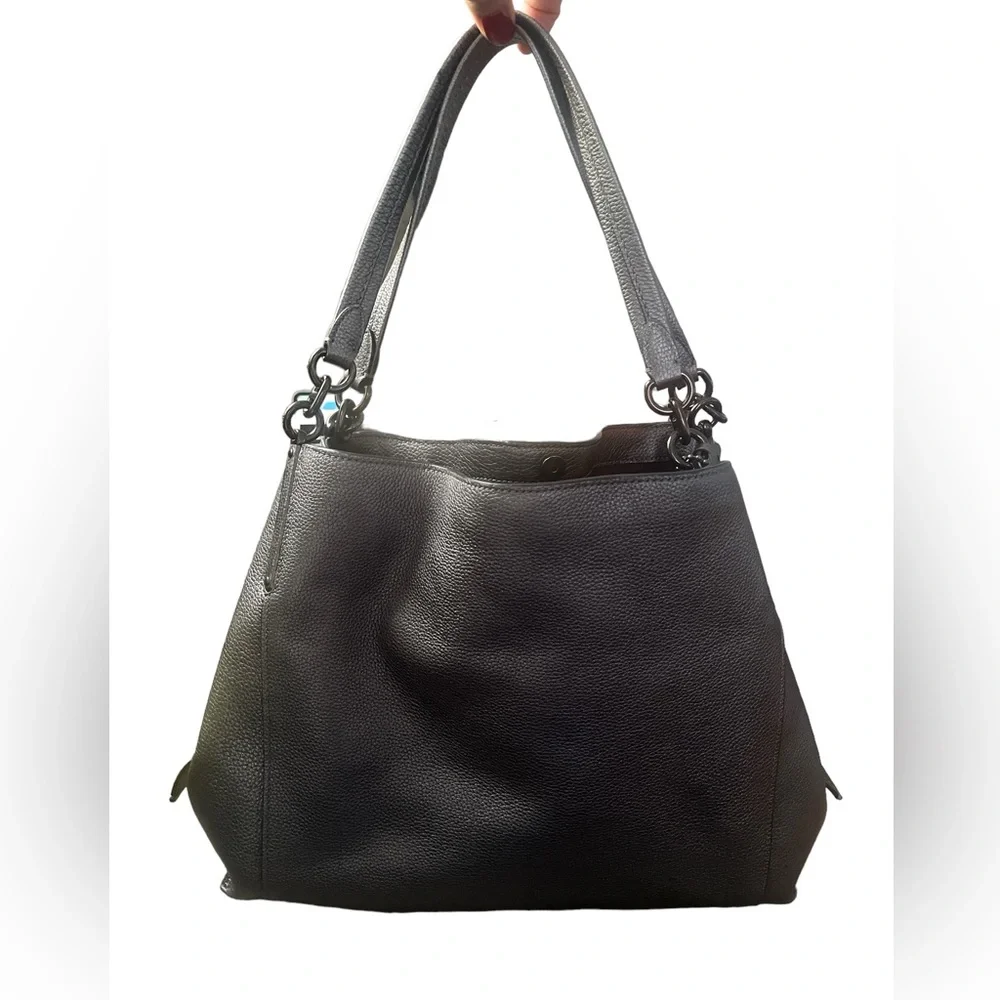 Coach Gun metal leather purse gray - Picture 1 of 3